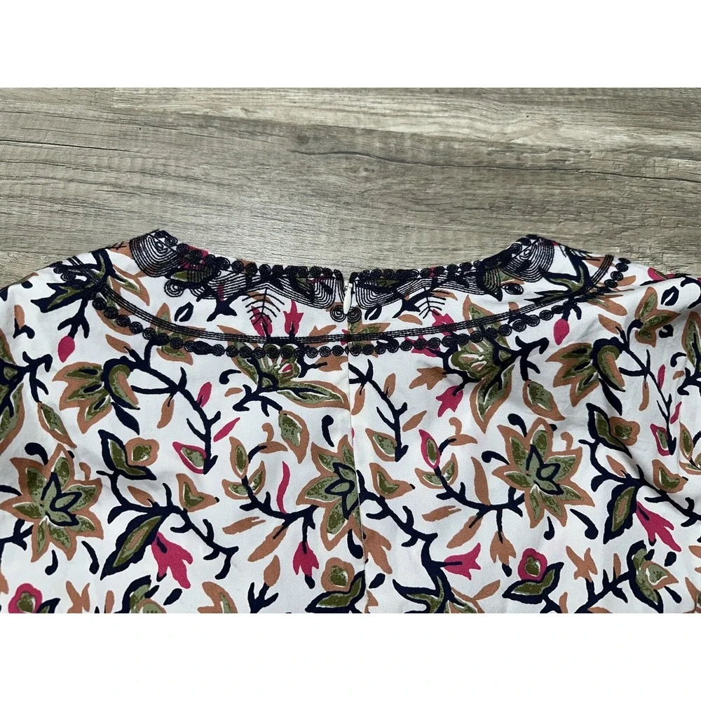 Tory Burch Women's Printed 3/4 Sleeve Tunic Mini Dress‎ Floral Size 12